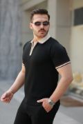 Erkek Renkli Yaka Kısa Kollu Tişört resmi